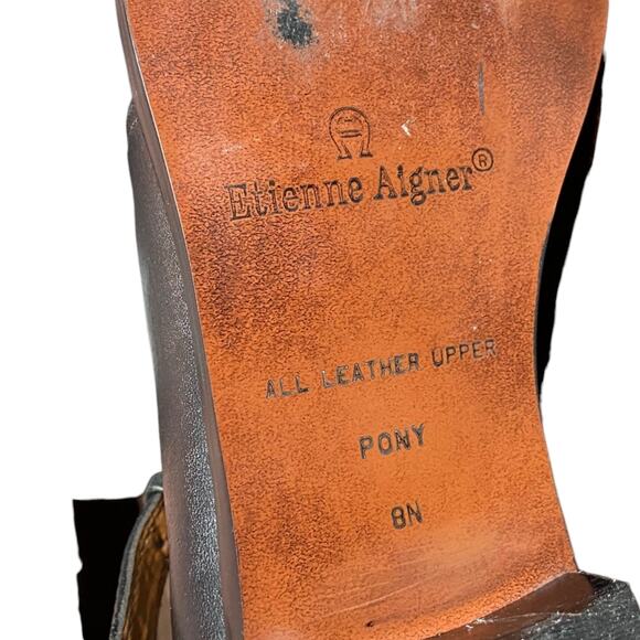 90s Vintage ETIENNE AIGNER Black Whitchy Boots size 8 Narrow - Picture 6 of 7